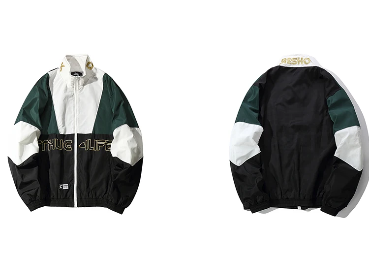 Мужская куртка в стиле хип-хоп с цветным блоком Лоскутная спортивная ветровка