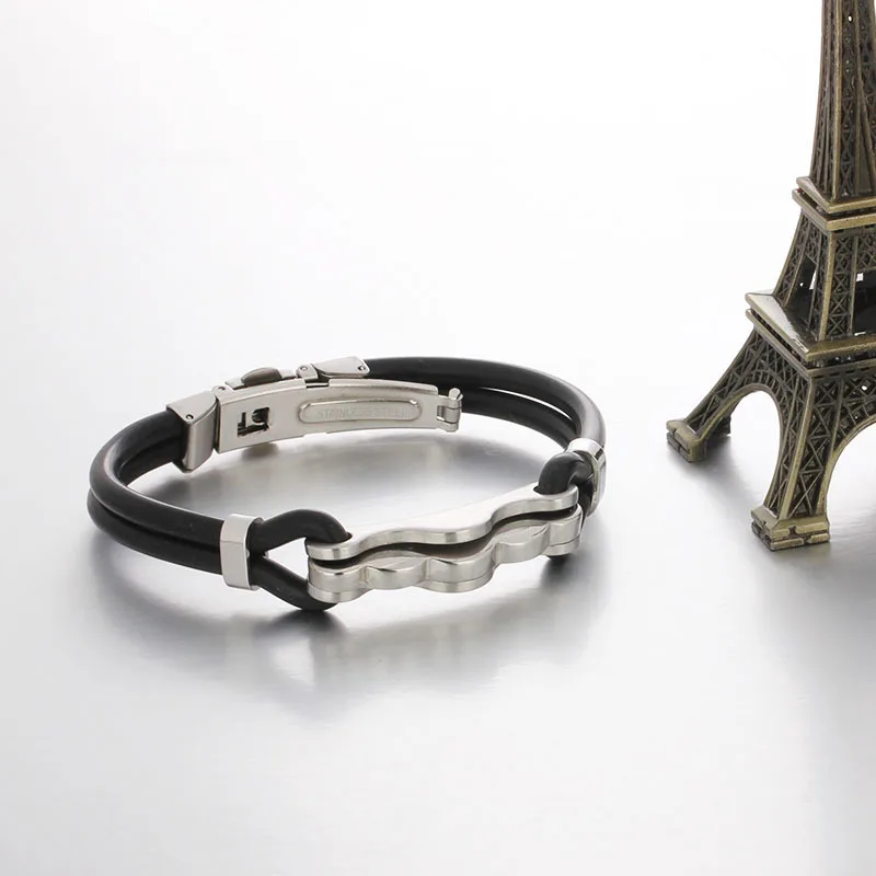 Мода резиновые браслет 2014 Desinger силиконовый мужская нержавеющей стали 316L ( JewelOra