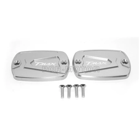 1 Pair silver ЧПУ Алюминий красный мотоцикл бачок для тормозной жидкости, топлива бак Кепки Крышка для YAMAHA T-Max 500 TMAX 500 530 - Цвет: 1 Pair silver
