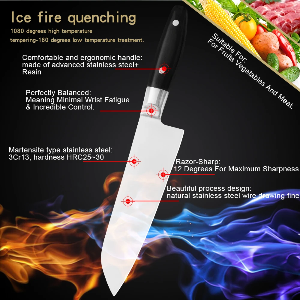 XYj кухонный нож из нержавеющей стали 6 5 дюймов Santoku экономичный отличное качество