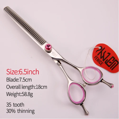 6.5 inch Fenice Япония 440C Нержавеющая сталь 6,5 дюймов 6,75 дюймов 7 дюймов собака розовый уход истончение ножницы истончение ставка 35 - Цвет: 6.5 inch