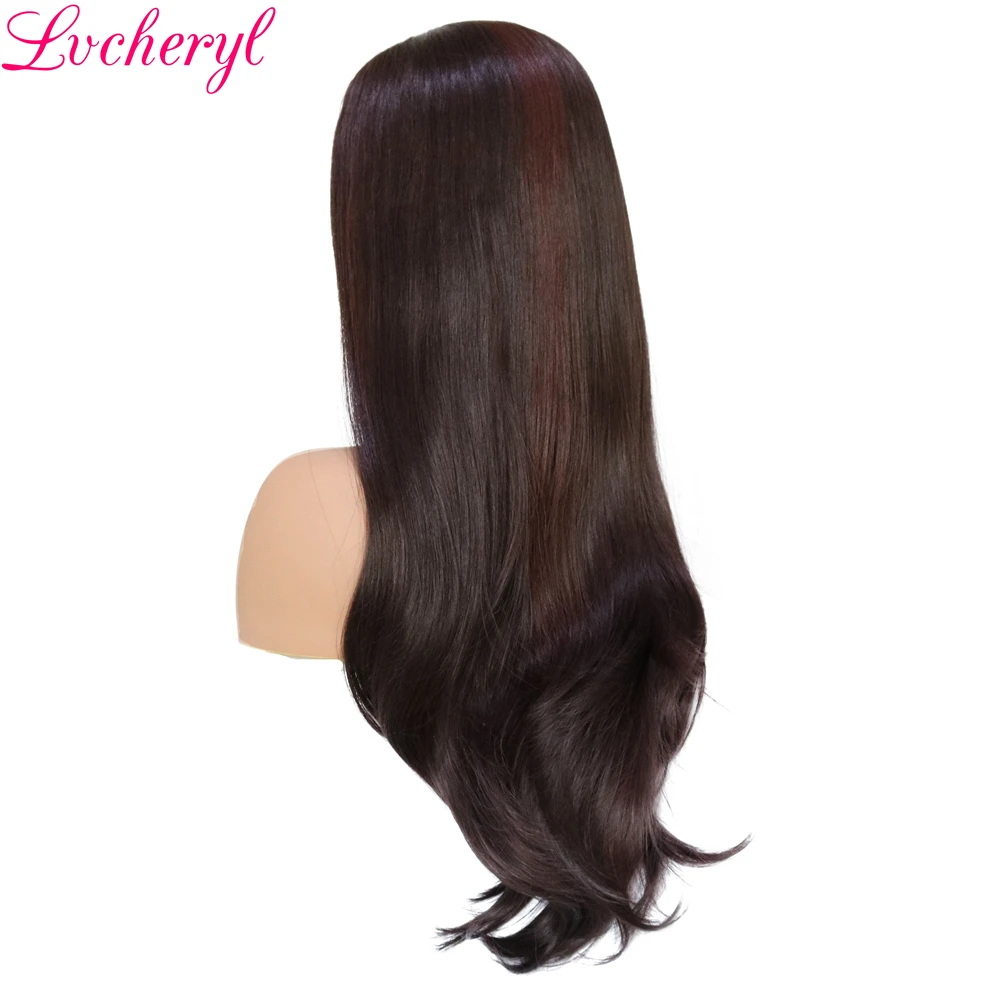 Накладки на волосы Lvcheryl черные синтетические прямые термостойкие|part|part wigparting hair |