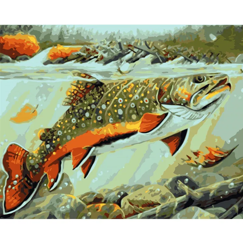 Картина по номерам DIY дропшиппинг 40x50 50x65 см речная вода bigmouth Рыба животное холст