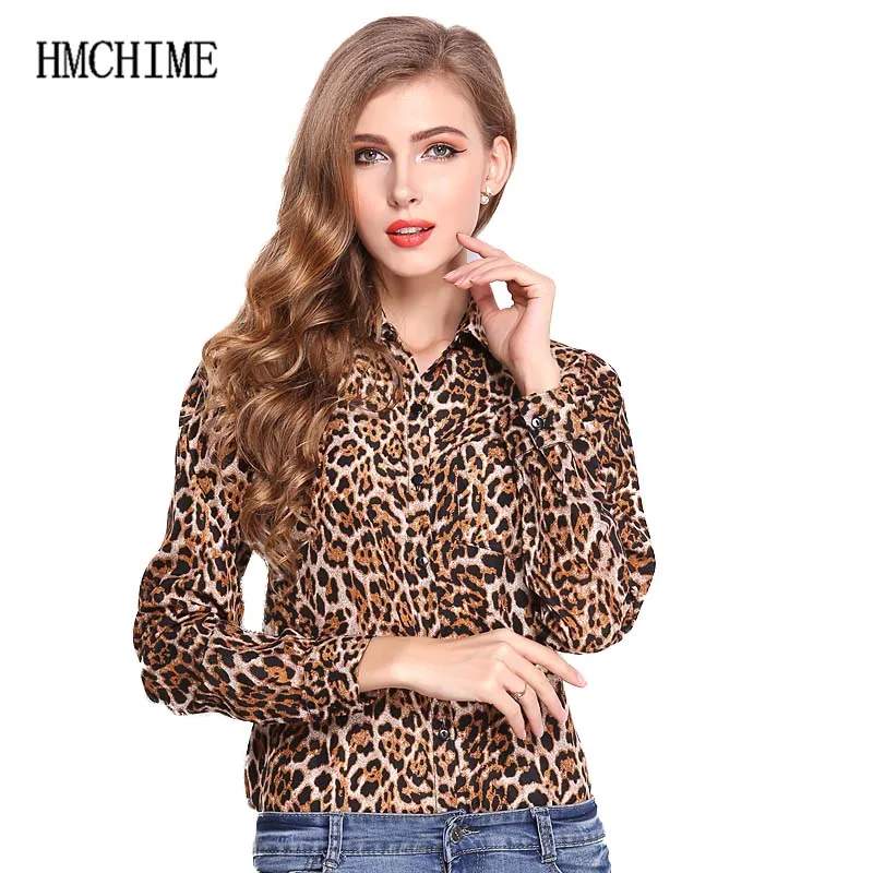 Модные пикантные Универсальные женские шифон Blusa леопардовым принтом Топы