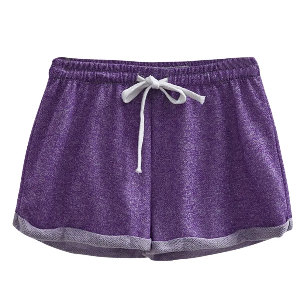 Purple Свободные одноцветные шорты от страуса, женские модные удобные повседневные спортивные шорты, Индивидуальные сексуальные шорты для дома, путешествий, фитнеса - Цвет: Purple