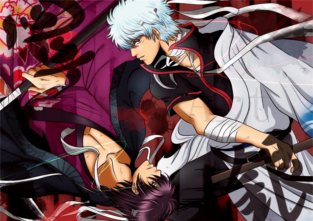2 плаката Gintama прозрачные наклейки на стену украшение для дома