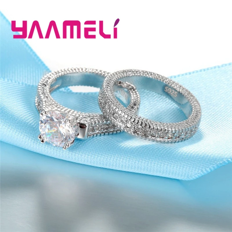 Классическое обручальное кольцо наборы из стерлингового серебра 925 пробы