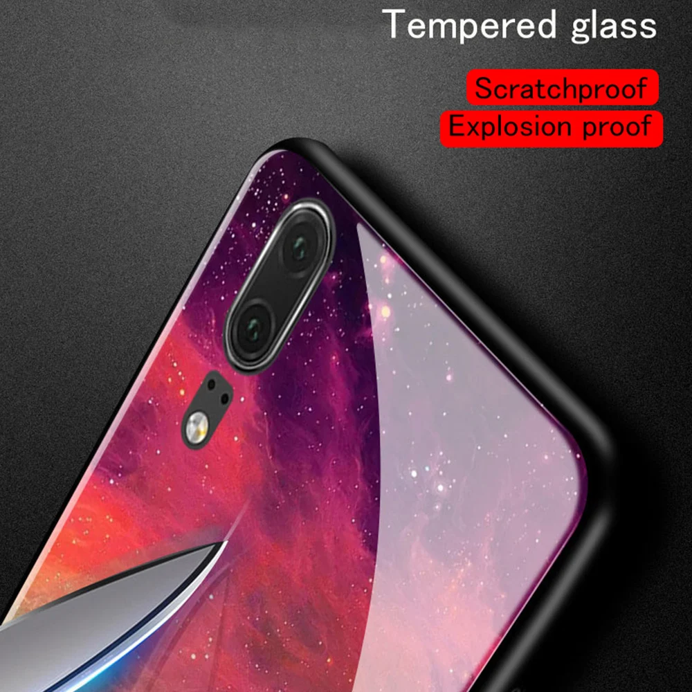 Чехол для телефона из закаленного стекла с изображением звездного неба Huawei P20 P30