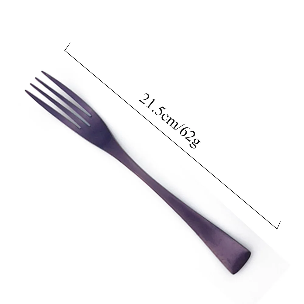 Dinner Fork Цельнокроеное платье фиолетовый набор столовых приборов Одежда высшего качества Нержавеющая сталь набор посуды острый стейк Ножи стол столовый прибор-вилки комплект Прямая - Цвет: Dinner Fork