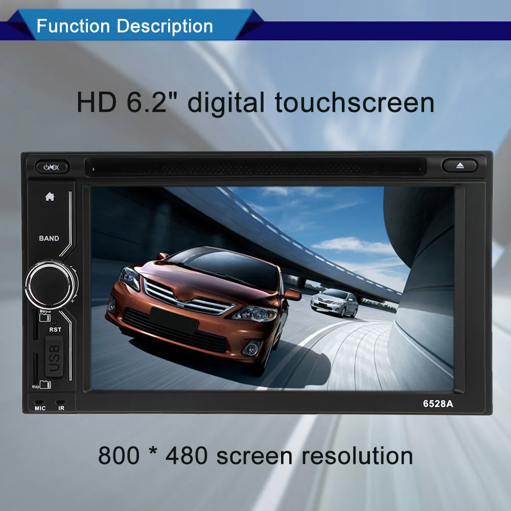Универсальный Автомобильный мультимедийный проигрыватель 6 2 дюйма Din HD DVD/USB/SD с