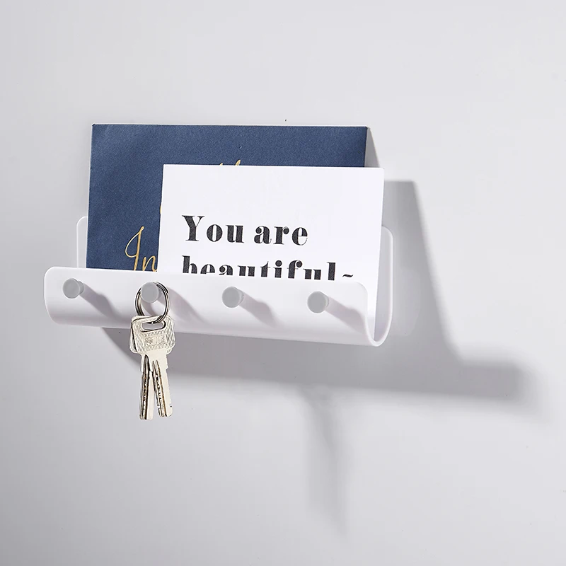 

Multifunctional U type nail free wall hanging rack with 4 hooks for storage rack key hook 21.5*4*7cm