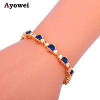 vintage style 2016 excellent bracelets for women zircon gold tone deep blue crystal fashion jewelry for women tbs983a