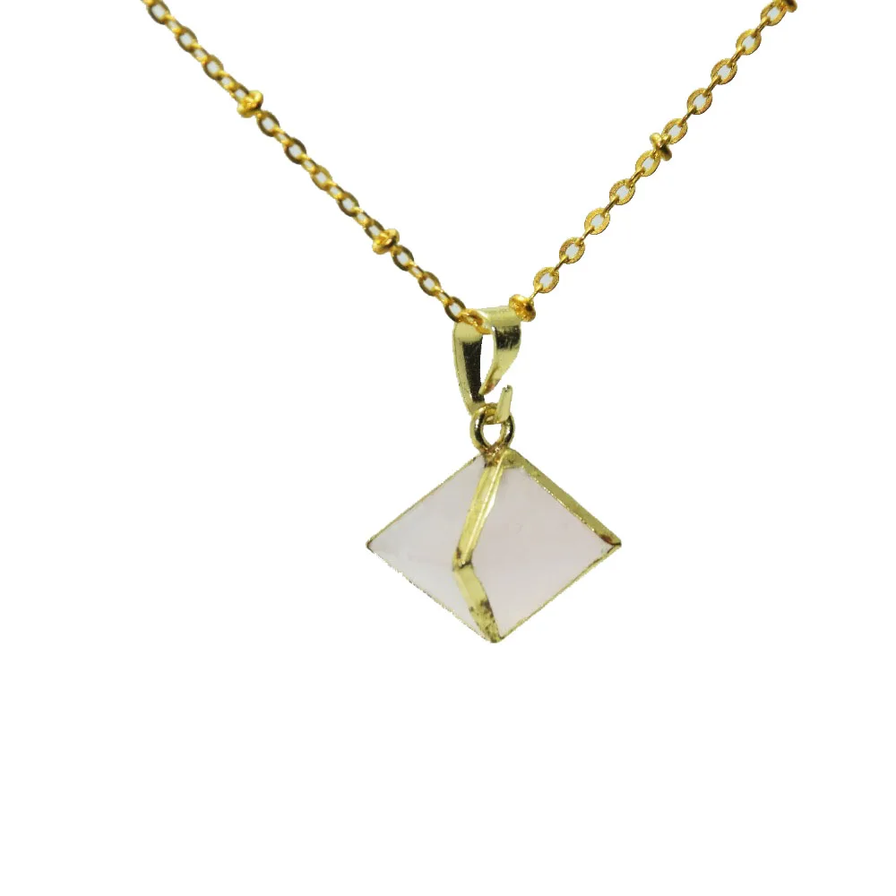 1 шт. граненое розовое золото подвеска с драгоценным камнем ожерелье для девочки