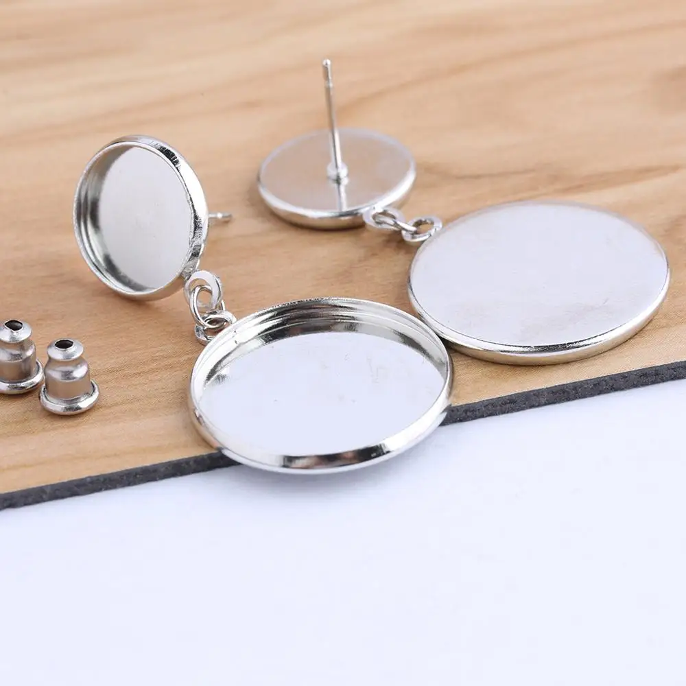 Onwear 10 шт. 12 мм 20 мм кабошон серьга стержня базовые заготовки diy Безель-Камея Настройки для серьги ювелирных изделий