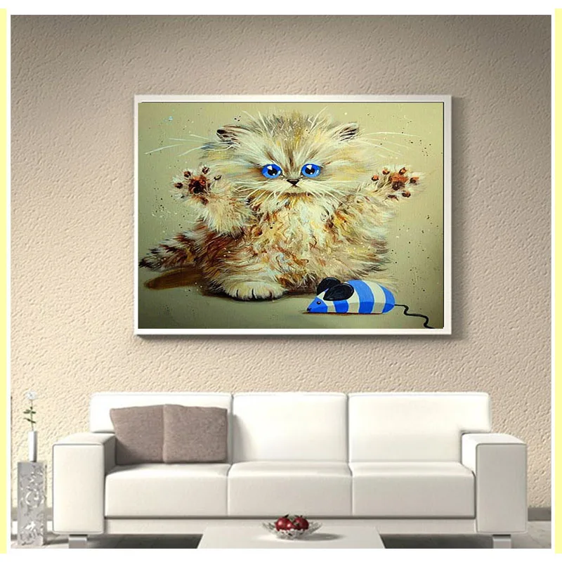 Алмазная 5D Вышивка крестиком в виде милого кота|diamond embroidery|5d diamondcat cross stitch |