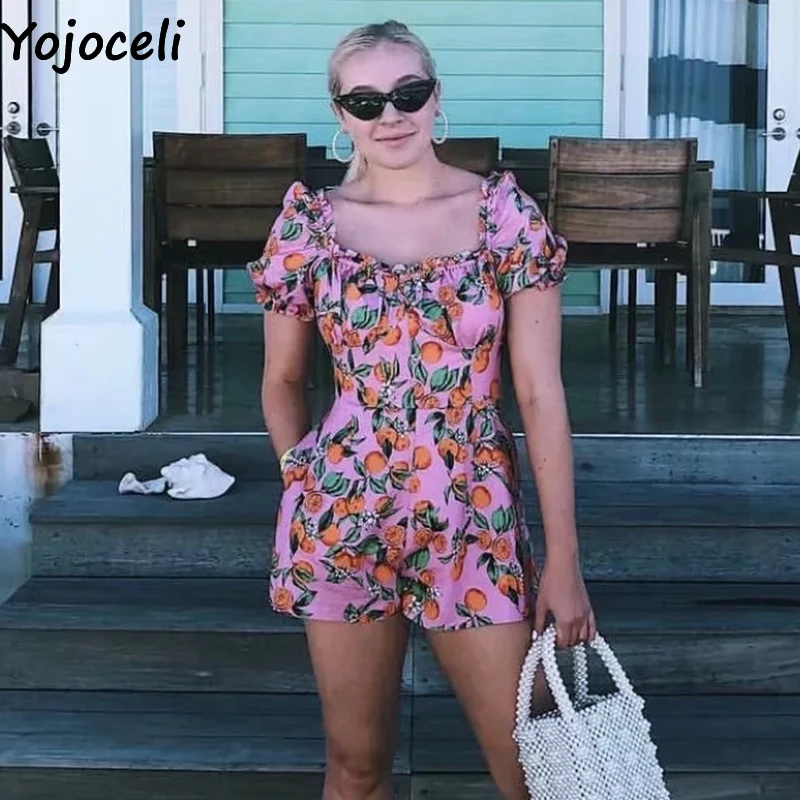 Yojoceli сексуальный комбинезон со шнуровкой с принтом и открытыми плечами
