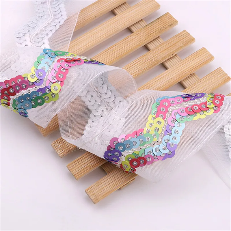 Цветные блестки кружевная лента вышивка волнистые Национальный костюм отделка