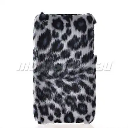 LEOPARD GREY HARD WOOL FEATHER CASE COVER + SCREEN FOR APPLE IPHONE 3G 3GS 263 |