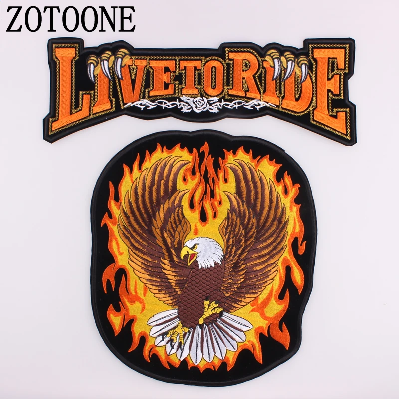 ZOTOONE LIVE TO RIDE большие заплатки для одежды с утюгом DIY Biker нашивка в стиле панк