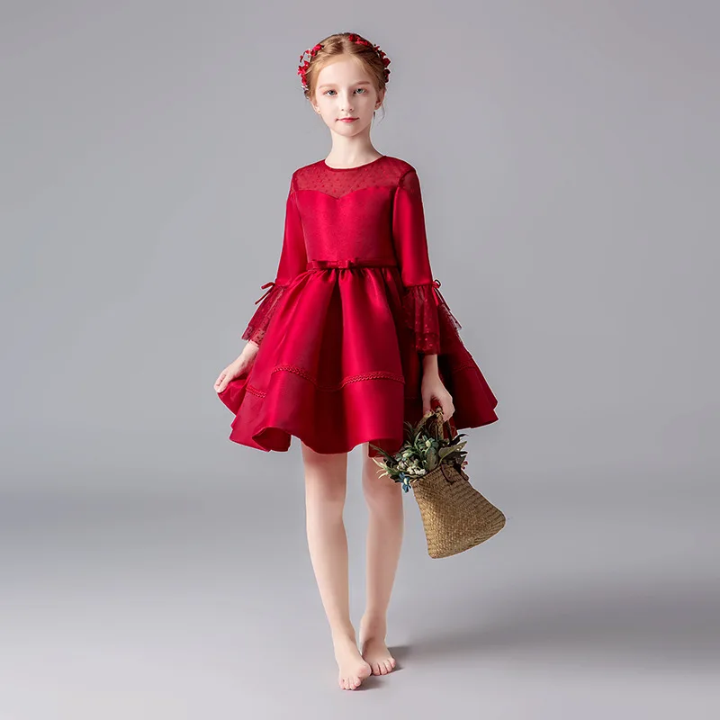 Новое поступление Лидер продаж красное платье с цветочным узором для девочек на