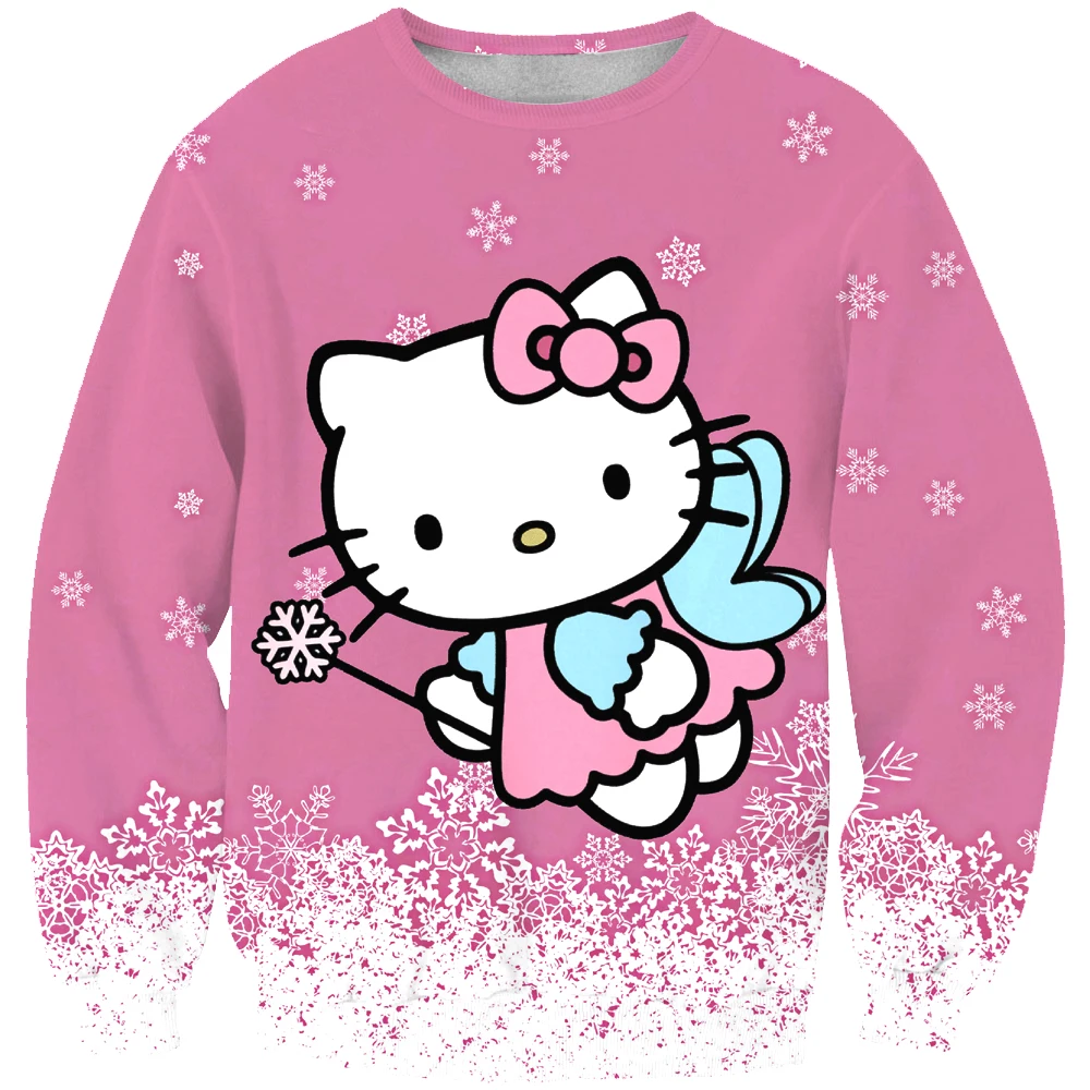 Модная мужская толстовка с 3D принтом hello kitty простая повседневная белая свободная