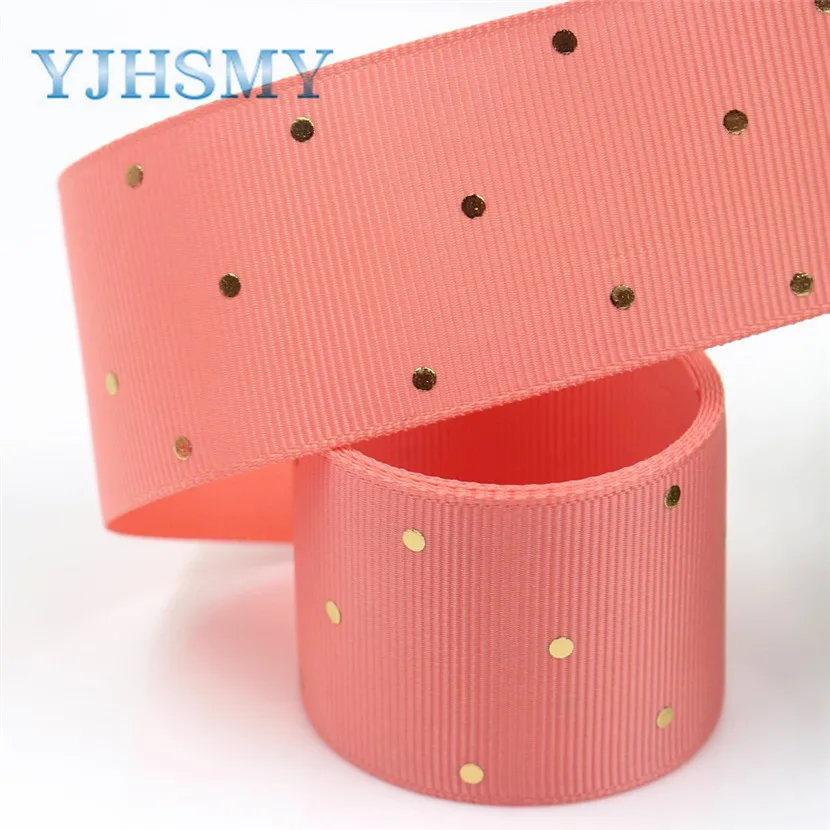 I-19407-879 YJHSMY I-19407-862, 10 ярдов, горячая Распродажа 38 мм сплошной цвет точка горячего тиснения корсажные ленты, Бант колпачок DIY аксессуары украшения - Цвет: I-19407-879