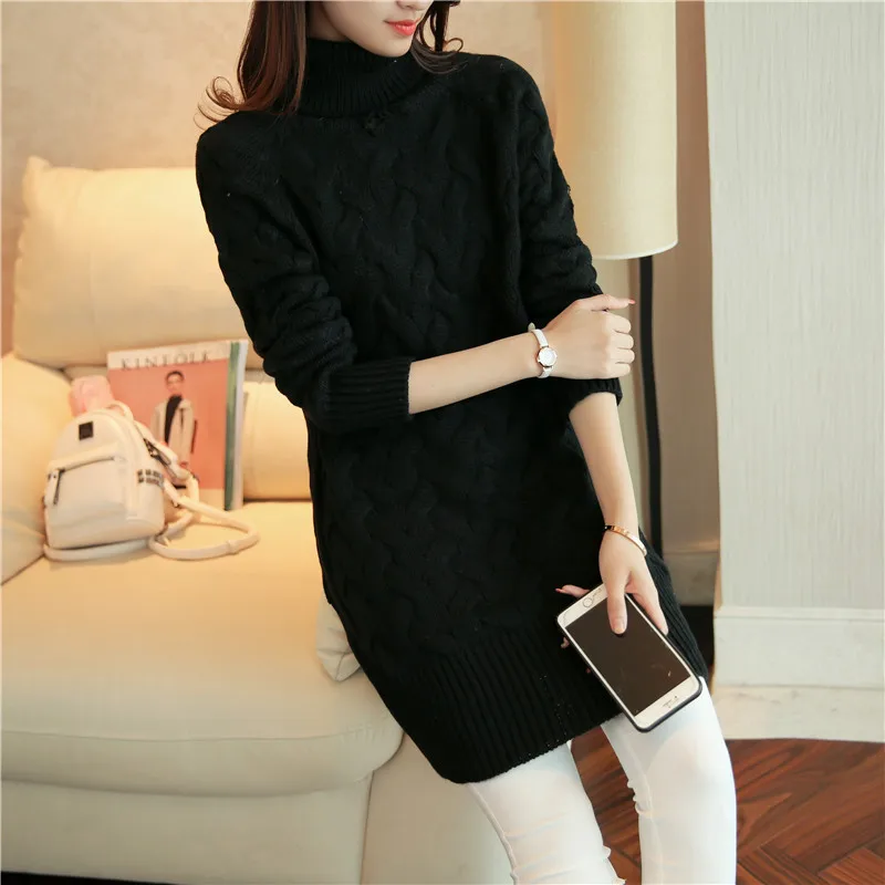 Winter Women Turtleneck Soft Sweater Female Casual Loose Long Sleeve Warm Womens Pullover Cable Knitted | Женская одежда