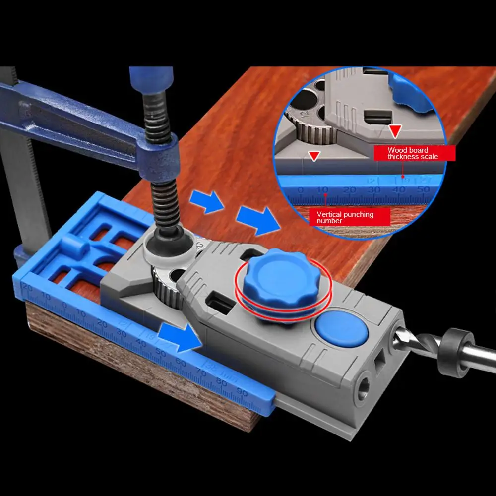 

Woodworking Tools With Scale Pocket Hole Jig Drill Guide Sleeve Wood Drilling Dowelling Hole Saw Wood Working Locator Tool
