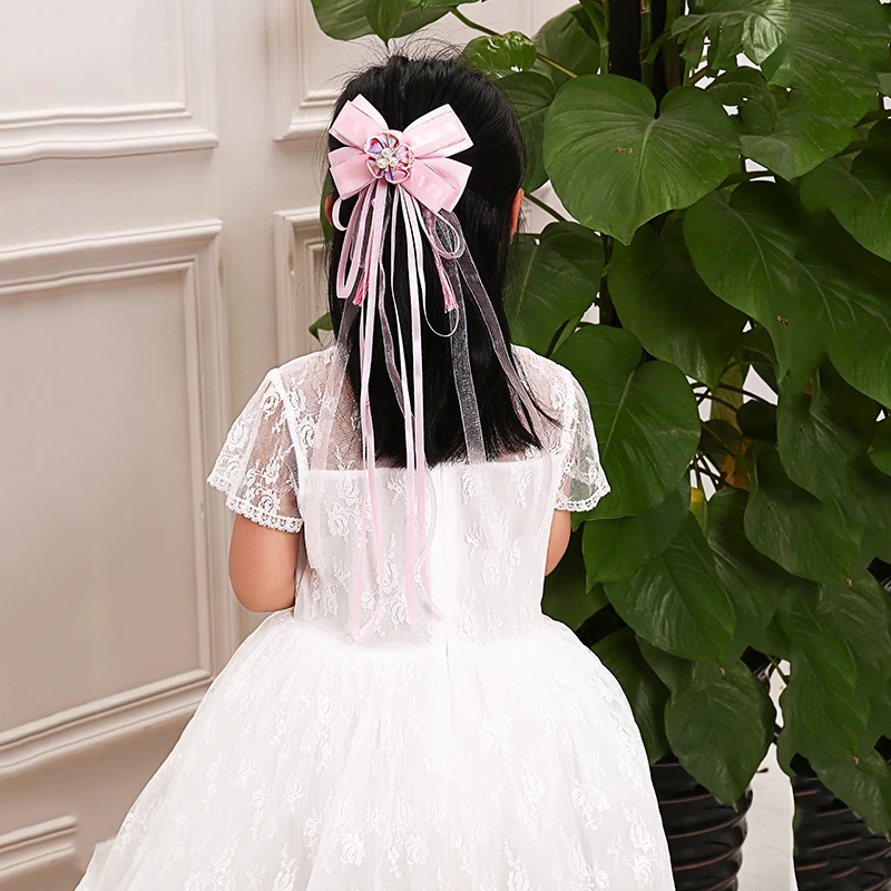 Children's hair accessories Chinese ancient costume headdress style ribbon bow retro tassel | Детская одежда и обувь