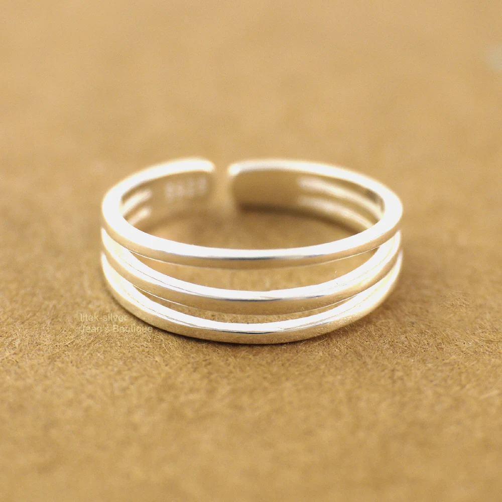 S92-5 цельное регулируемое трехслойное кольцо из стерлингового серебра SIL Кулак