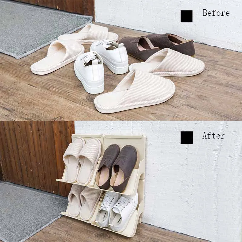 2 шт стеллаж для обуви Многофункциональный пластиковый штабелируемый подставка