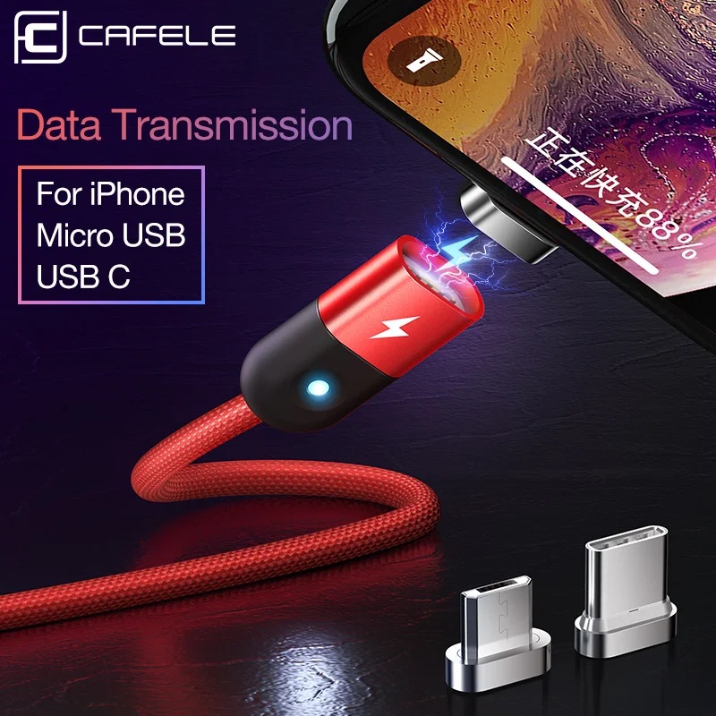 Магнитный кабель Cafele Micro USB для iPhone type C зарядный Xiaomi huawei usb-кабель зарядки |