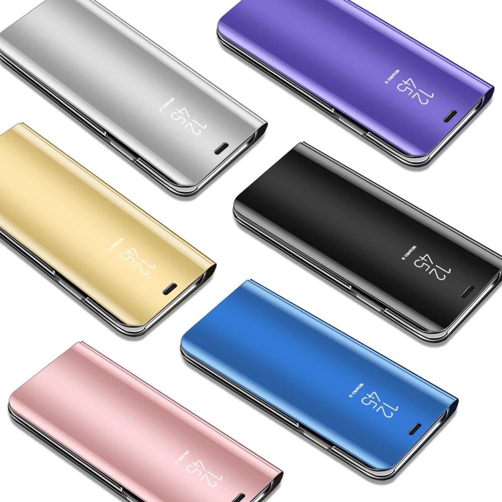 Proelio зеркало флип чехол для Samsung Galaxy A5 A7 A8 2018 Роскошные Clear View Окно Smart Cover мобильный