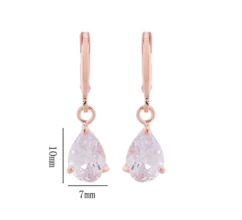 Ювелирные наборы золотистого цвета с фианитом AAA и кристаллами в виде капли воды