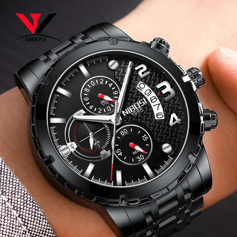 NIBOSI мужские часы топ известный бренд модные кварцевые в стиле милитари кварц