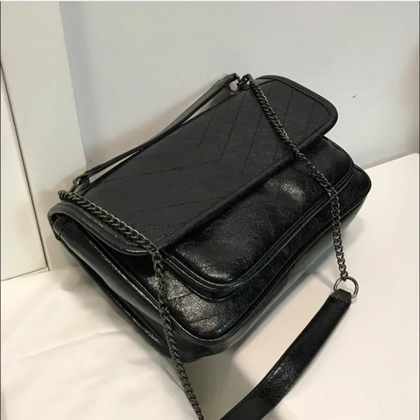 black Large size Сумка на цепочке женская новая модная сумка на одно плечо из мягкой кожи - Цвет: black Large size