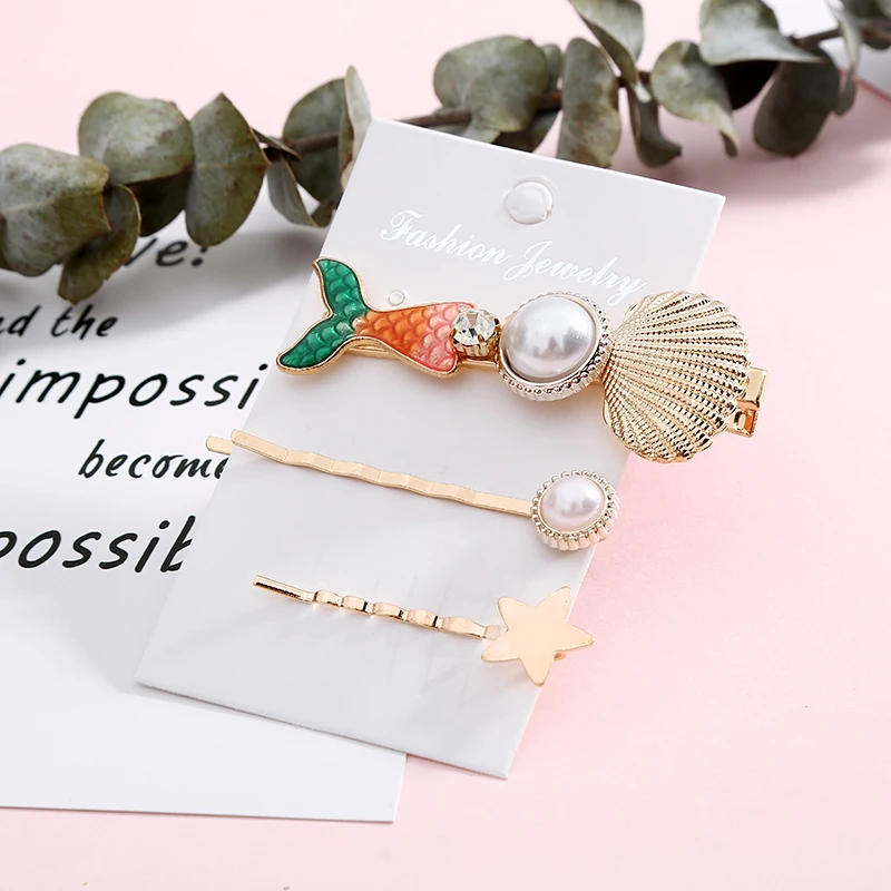 Богемные винтажные цветные заколки для волос в виде ракушек морской звезды