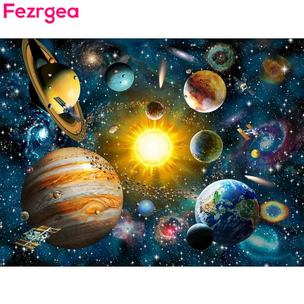 Алмазная вышивка Fezrgea распродажа 5D Вышивка крестиком планета алмазная живопись