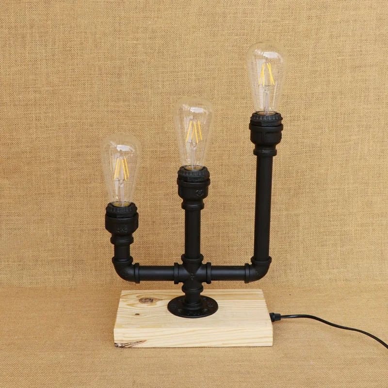 Kopen Loft Led Retro Tafellamp Nordic Industriële Deco Mesa Bureaulamp Voor Cafe Bar Edison Bureaulamp 3 Lamp Indoor Art Verlichting