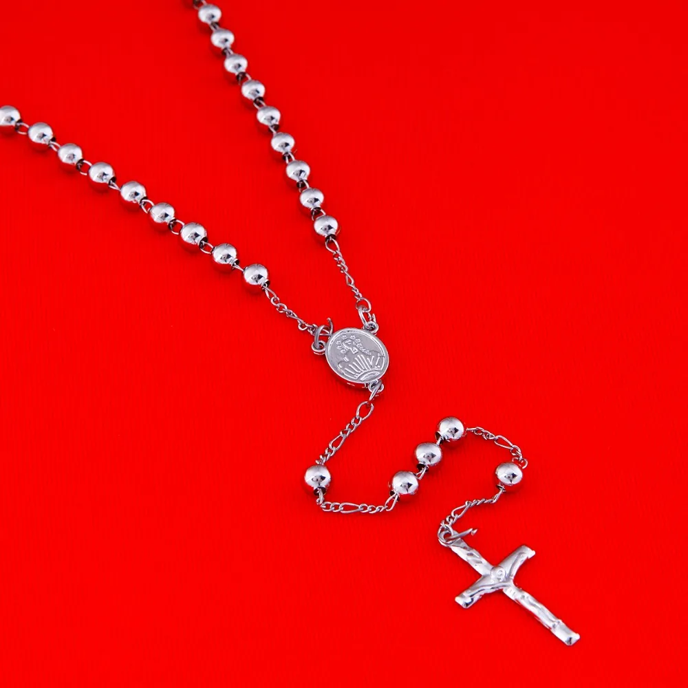 Цепочка с золотой бусиной Иисус Христос Крест Кулон Четки Ожерелье Мужские