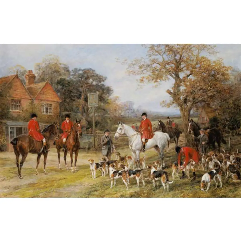 

Hand painted Canvas art Meeting before the fox-hunt by Heywood Hardy Paintings oil horse riding scenes High quality