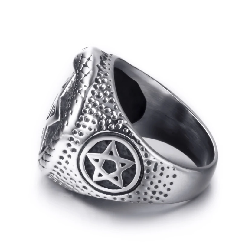 Мужские кольца из нержавеющей стали Ouroboros змеиная кожа, пентаграмма, масонское кольцо