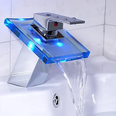 Из светодиодов водопад стекла носик площадь твердой латуни хром ванной