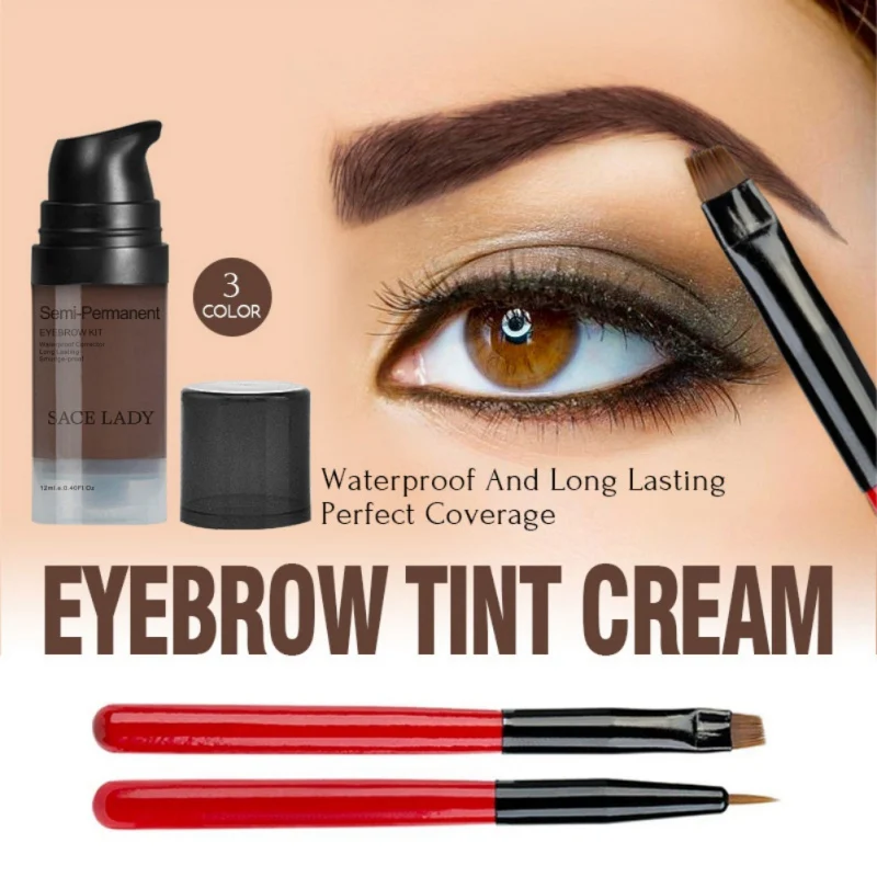 2pcs Beauty Liquid Eyebrow make up Dye Easy Coloring Long Lasting Effect Waterproof Eye Makeup Brushes Cosmetic | Красота и здоровье
