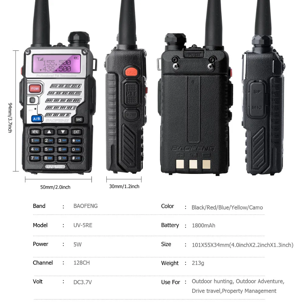 Baofeng UV-5RE Двухдиапазонная рация UV5RE CB радио 128CH VOX стальная оболочка Ham Радио
