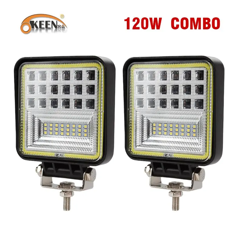 2pcs 120W Combo OKEEN 4.4in 126 Вт светодиодный рабочий свет бар внедорожный светодиодный для автомобиля трактор грузовик внедорожник ходовая лампа точечный прожектор комбо Регулировка 3000 K 6000 K - Цвет: 2pcs 120W Combo