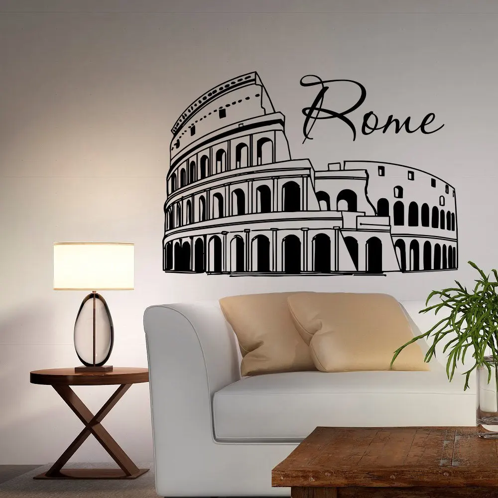 

Виниловые наклейки на стену с римским стадионом, Италия, Рим, ориентир, настенные Стикеры для офиса, гостиной, спальни, украшение для дома, фр...