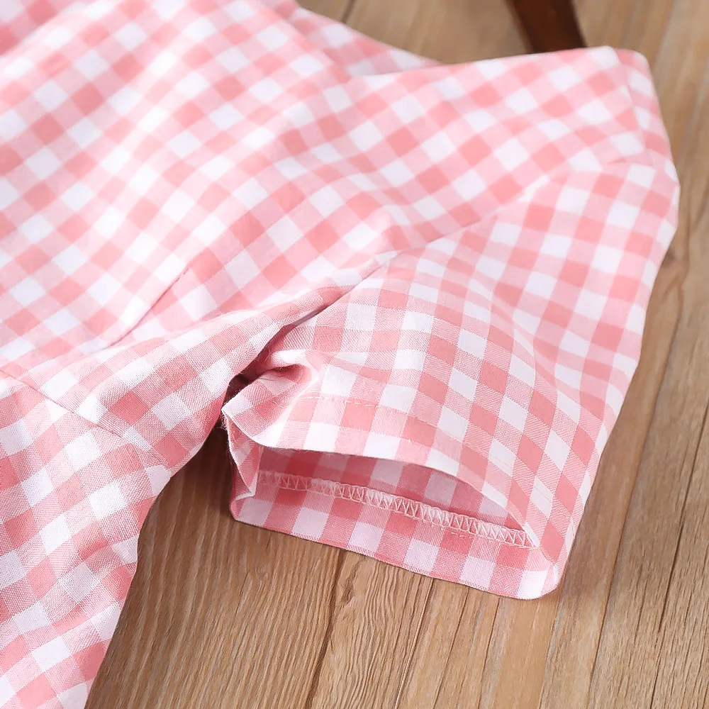 Cielarko Girls Plaid Dress Backless Bow Vintage Kids Dresses Summer Classic Baby Frock Short Sleeve Casual Children Clothing | Детская