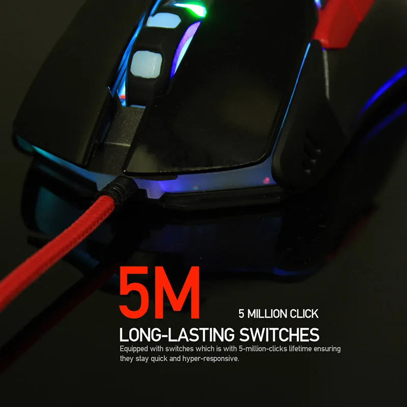 Игровая мышь проводная USB 6D кнопки DPI 4 режима 1 8 м светодиодсветильник ка модная