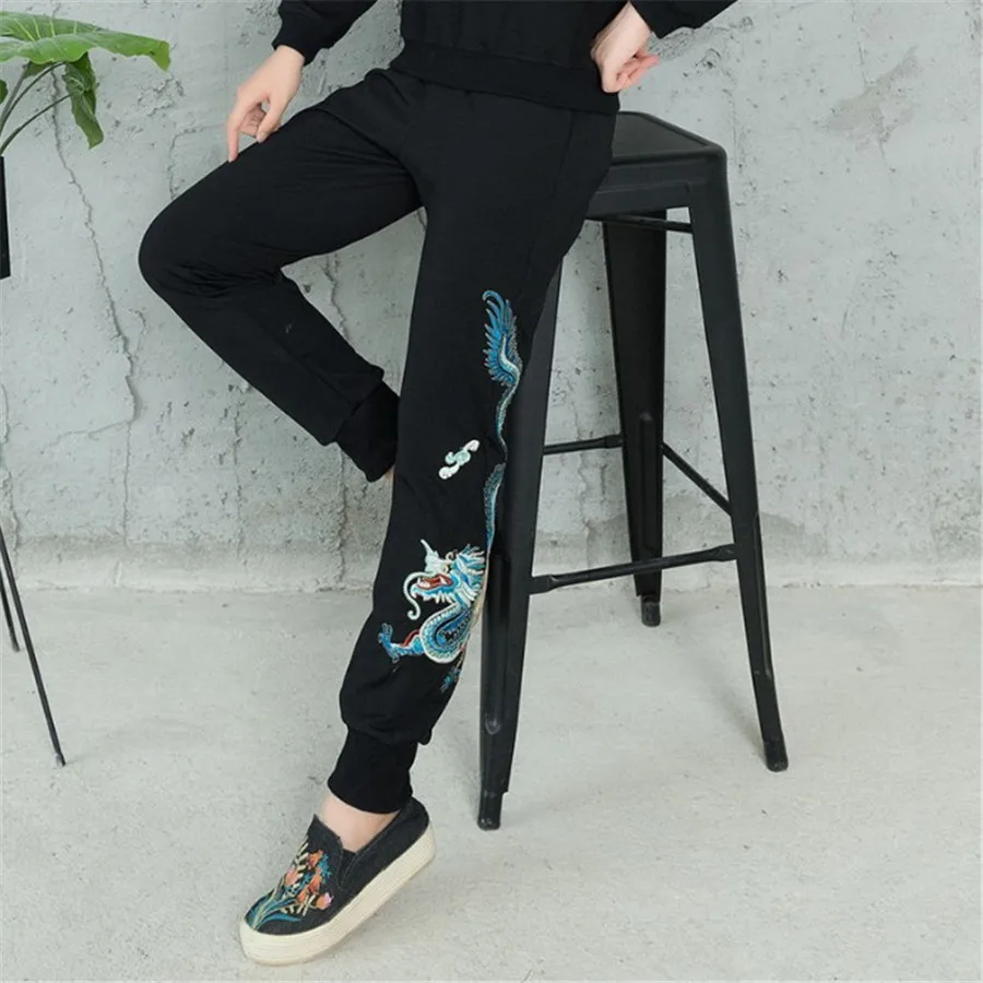 Для женщин костюм вышитые хлопок новый Демисезонный Повседневное свободные с